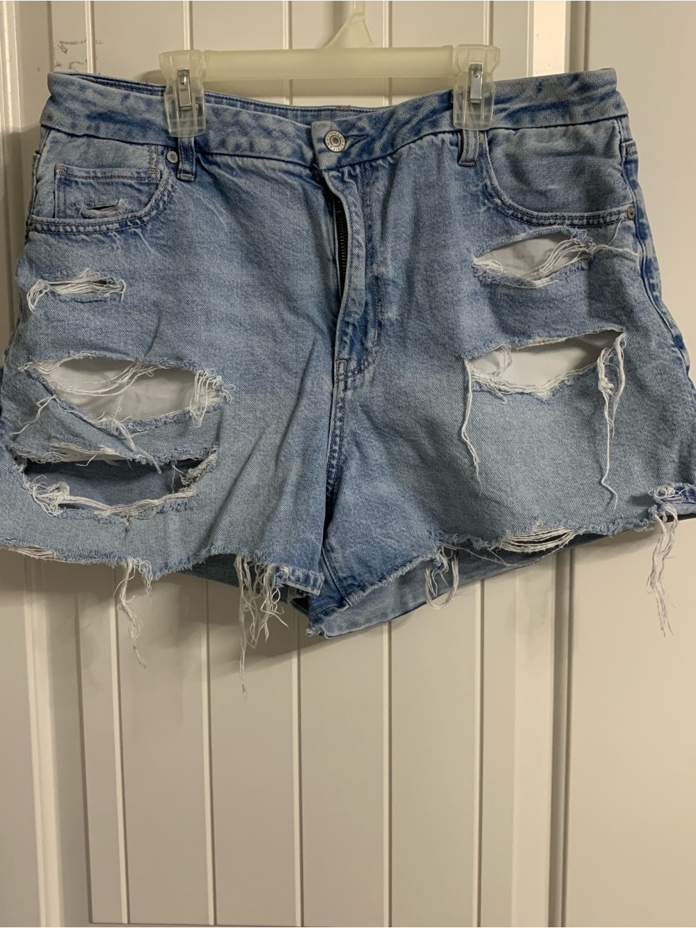American Eagle Outfitters Light Blue Distressed Denim Shorts